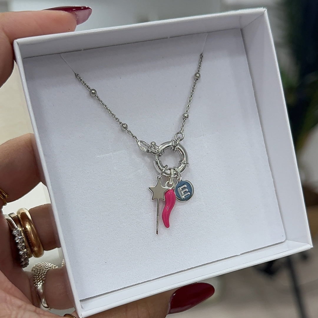 925 Silver Rosary Necklace with Ring Clasp