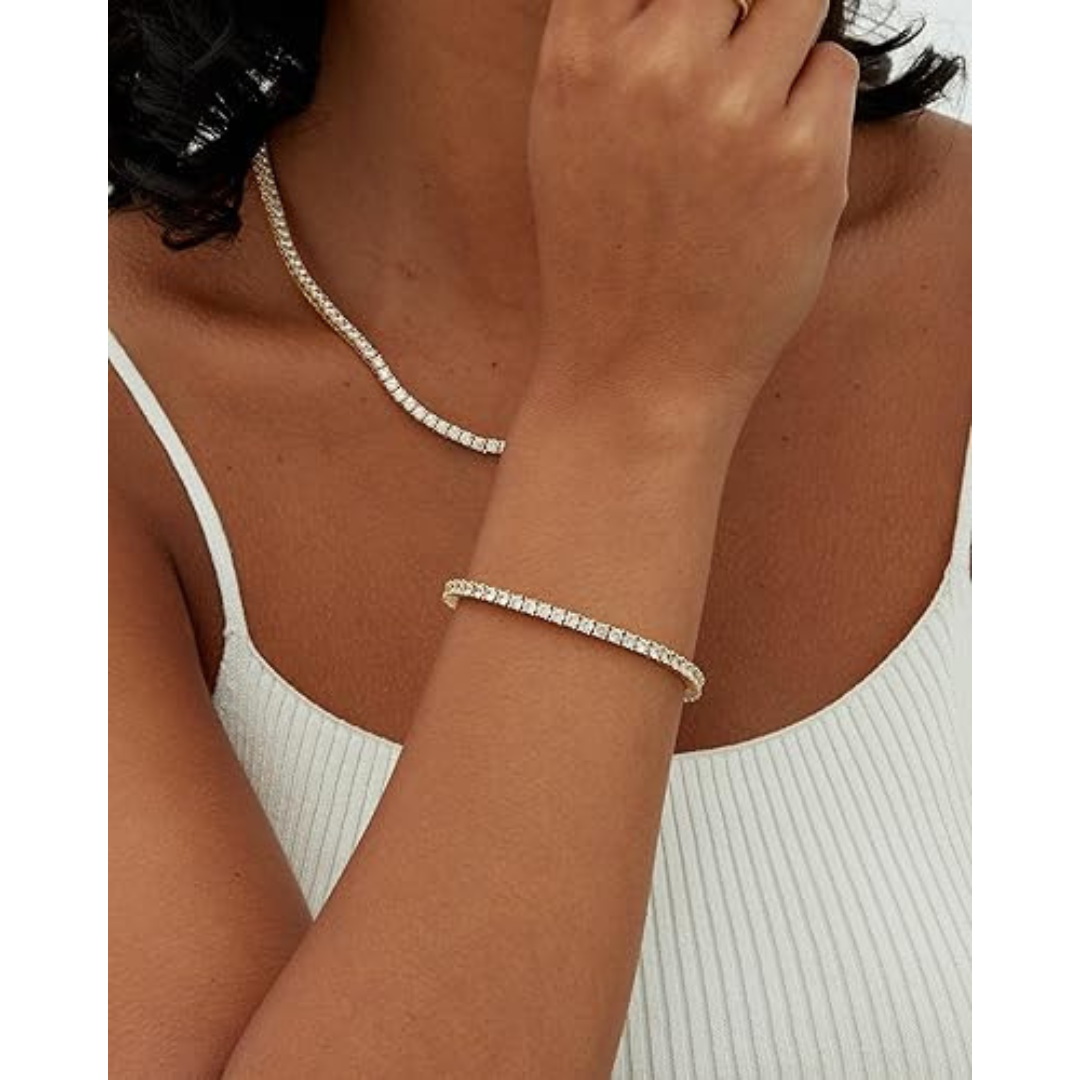 Malin™ | Luxurious tennis bracelet with moissanite and gold finish