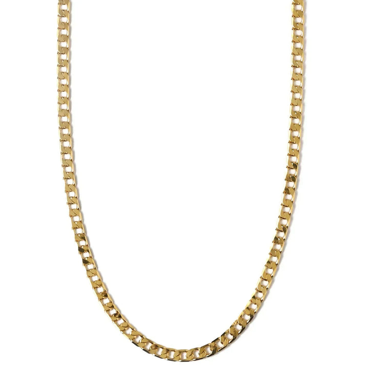 Flat Link Curb Chain Necklace | White Gold
