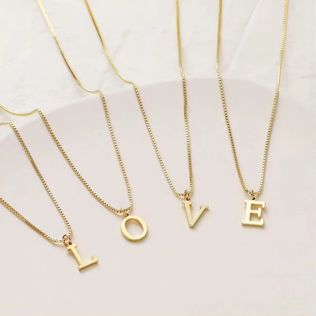 Necklace with Initial Love Letters | Gold