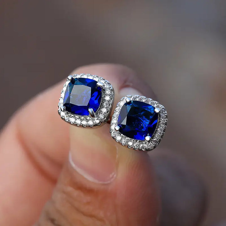 Sapphire Square Stud Earrings