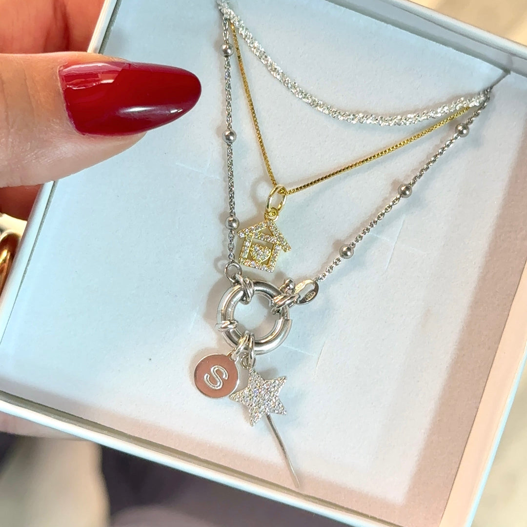 925 Silver Rosary Necklace with Ring Clasp
