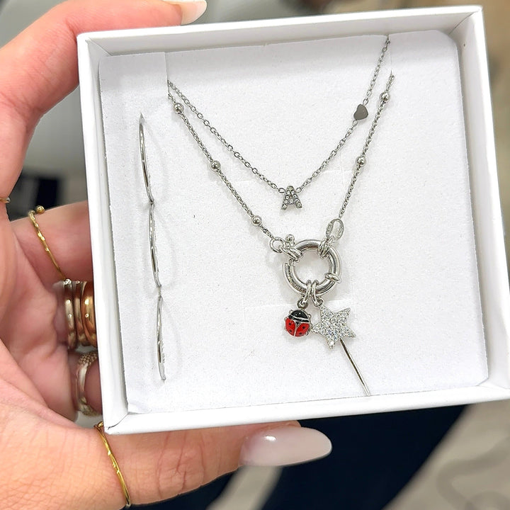 925 Silver Rosary Necklace with Ring Clasp
