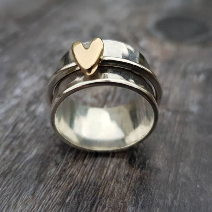 Mely - Silver Ring with Gold Heart