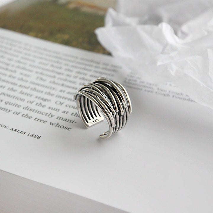 Adjustable 925 Sterling Silver Layered Ring