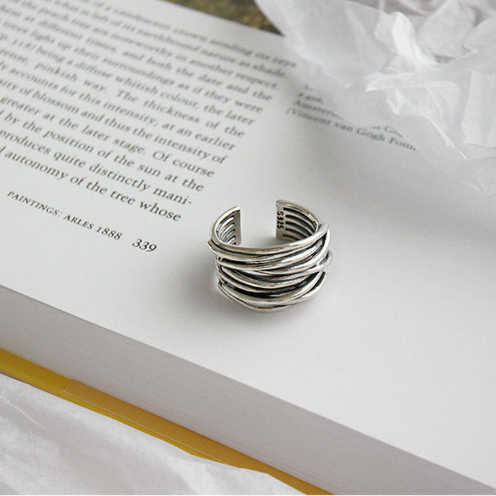 Adjustable 925 Sterling Silver Layered Ring