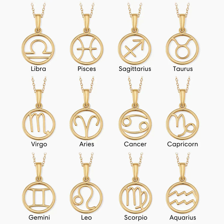 Zodiac sign necklace | White Gold