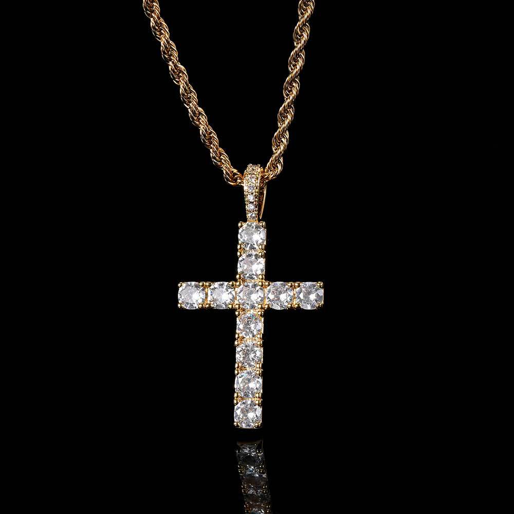 Moissanite Cross Necklace | White Gold