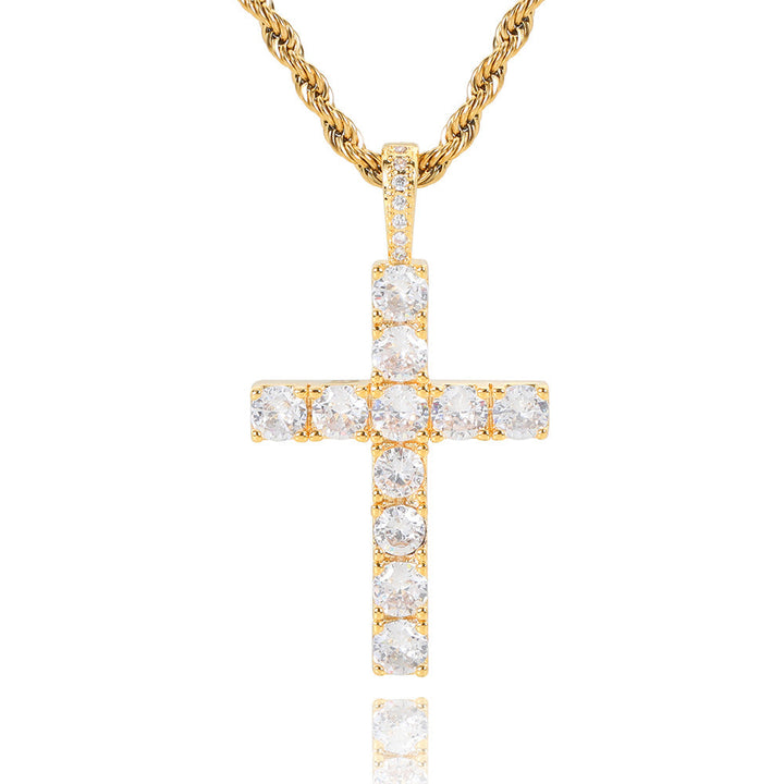 Moissanite Cross Necklace | White Gold