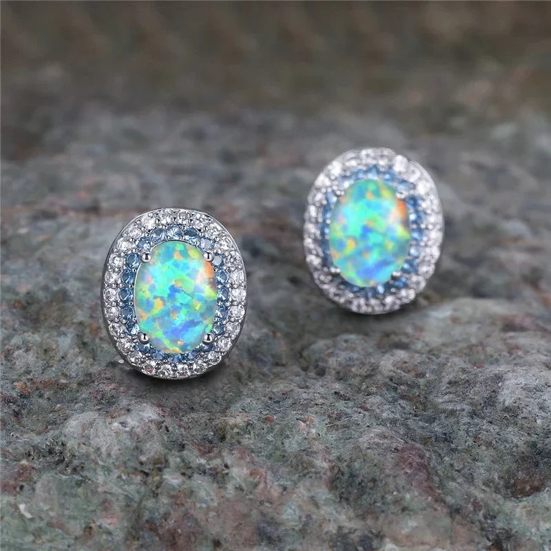 Antique Round Turquoise Stone Stud Earrings