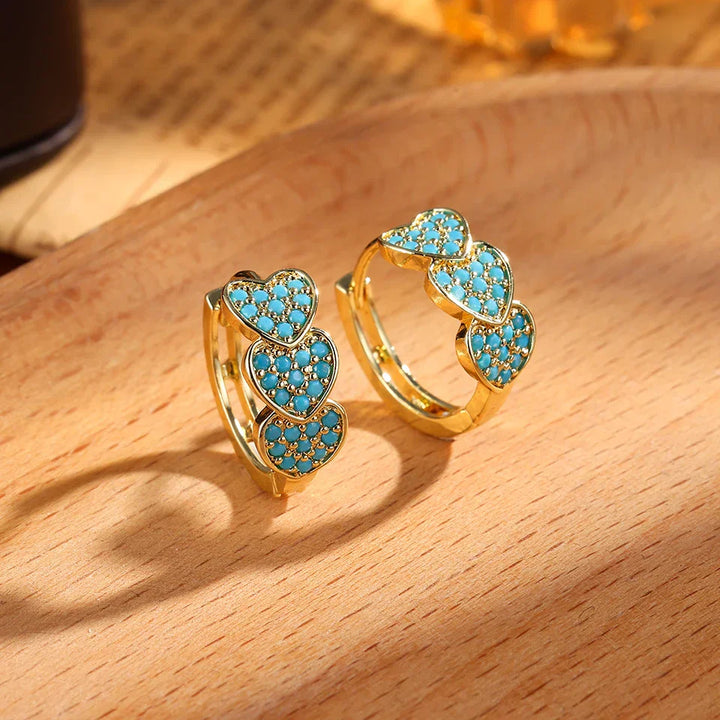 Chic Turquoise Blue Flower Hoop Earrings