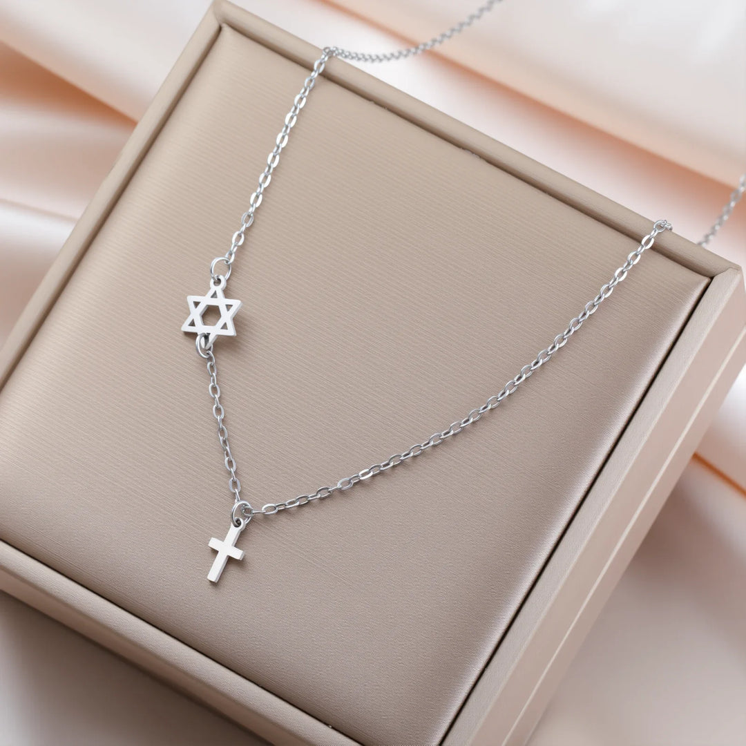 Sacred Star and Cross Pendant Necklace