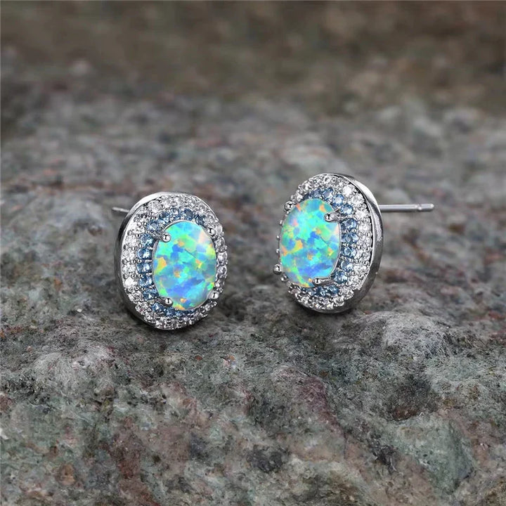 Antique Round Turquoise Stone Stud Earrings