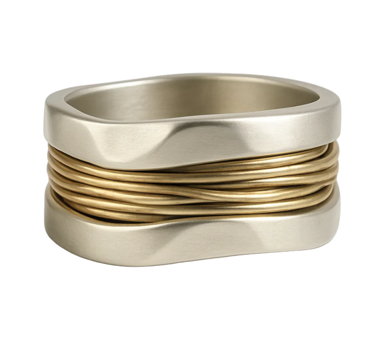 Beau – Silver Ring with Golden Threads