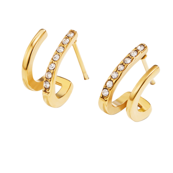 Claw Earrings – Gold and Sparkling Crystals