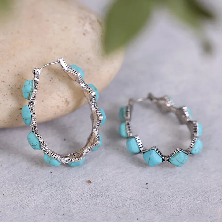 Vintage Turquoise U-Shaped Hoop Earrings