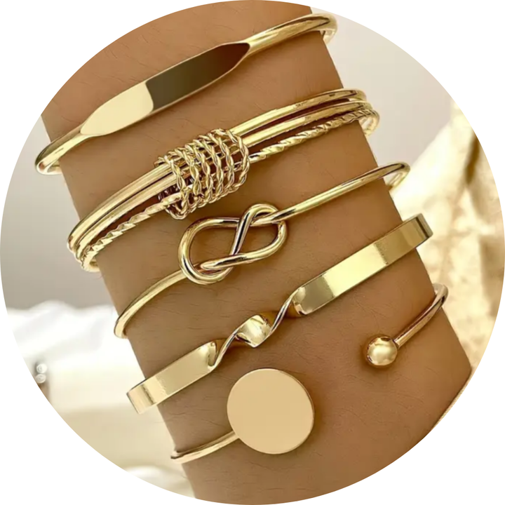 Clara™ | Elegant bracelet set with knot details and luxurious gold finish