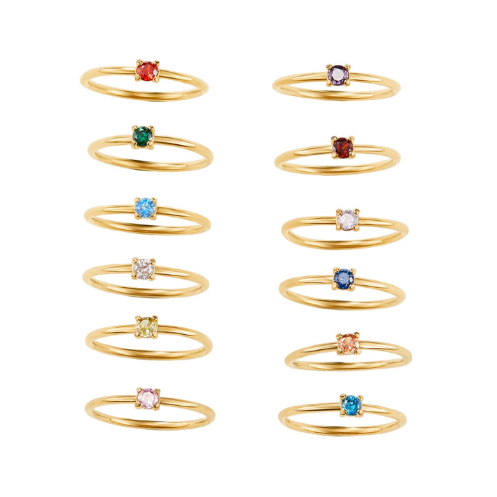 Gold rings with birthstone