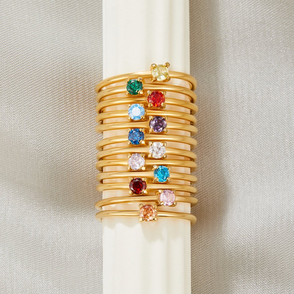 Gold rings with birthstone