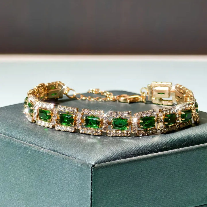 Emerald Green Statement Gold Bracelet