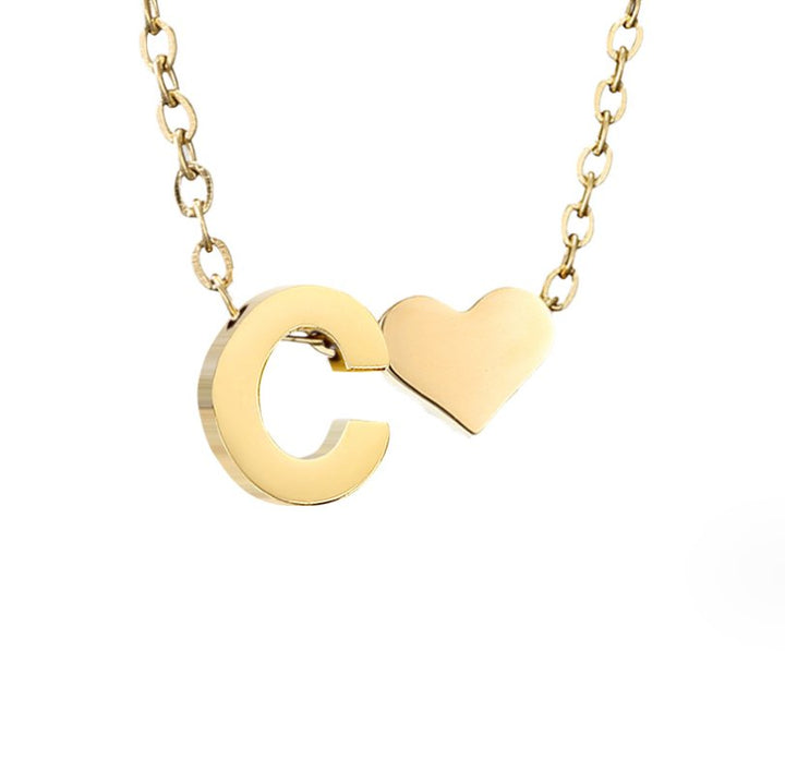 Timeless Initial Necklace with Heart Charm