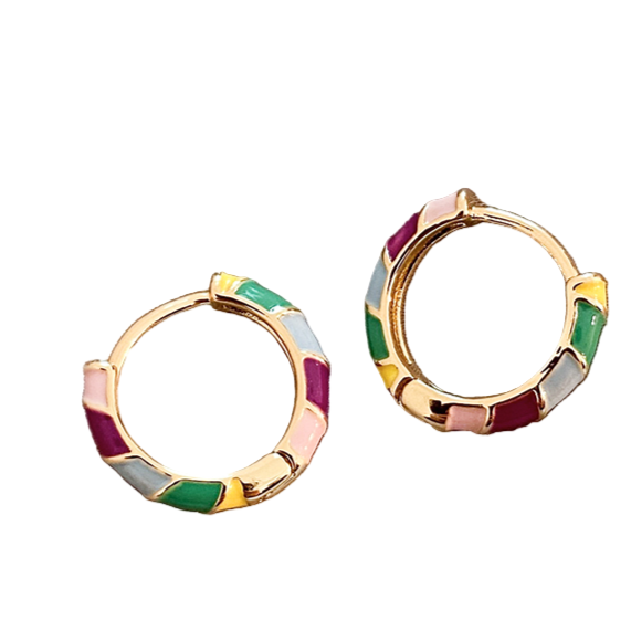 Elegant Hoops – Gold Enamel Finish