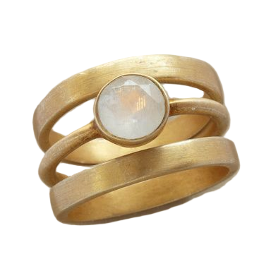 Vintage gold ring & set with moonstones