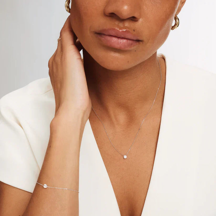 Cléa Stone Necklace | White Gold